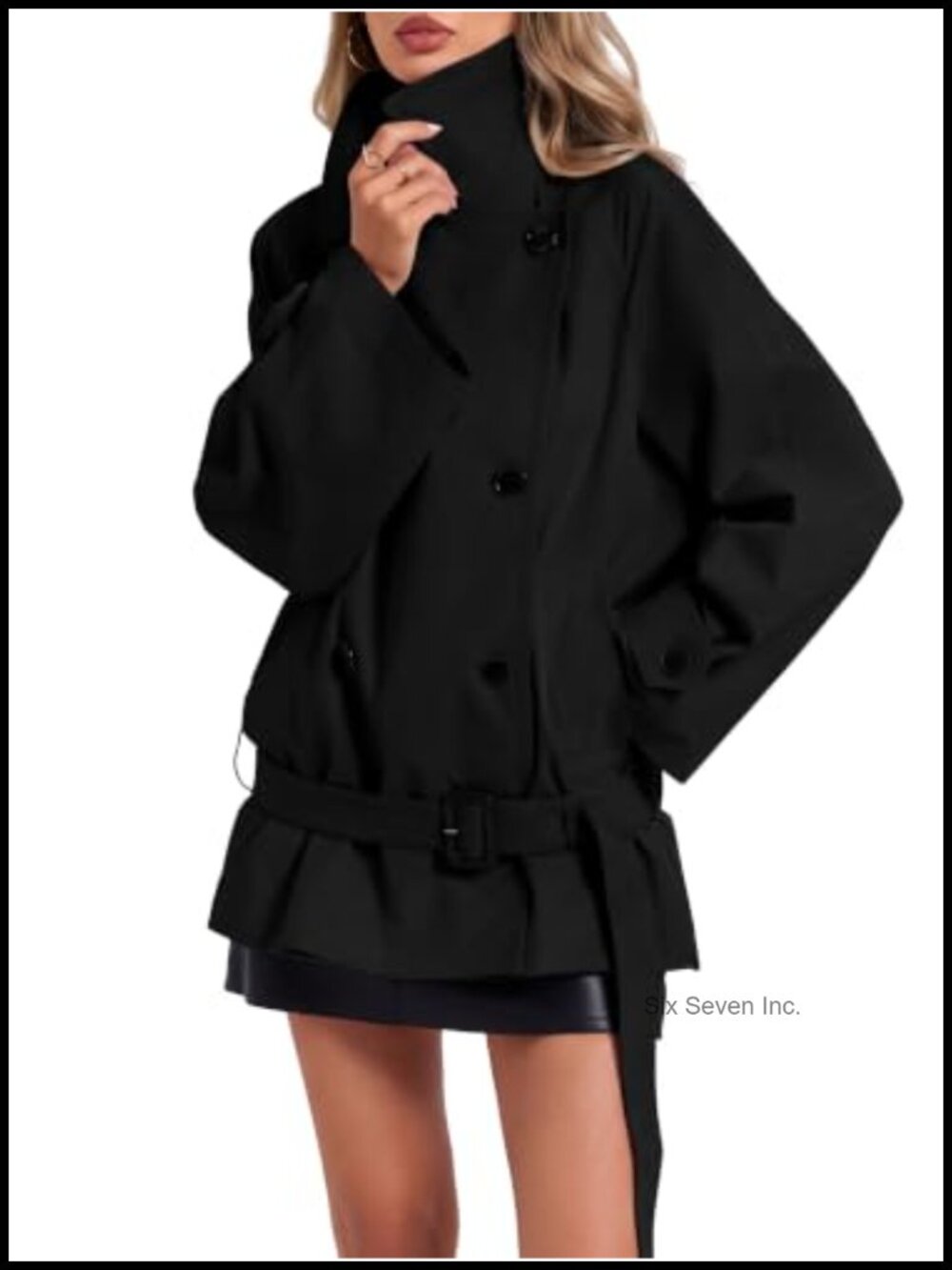 Cropped Trench Coat Double Breasted Belted Fall Jacket